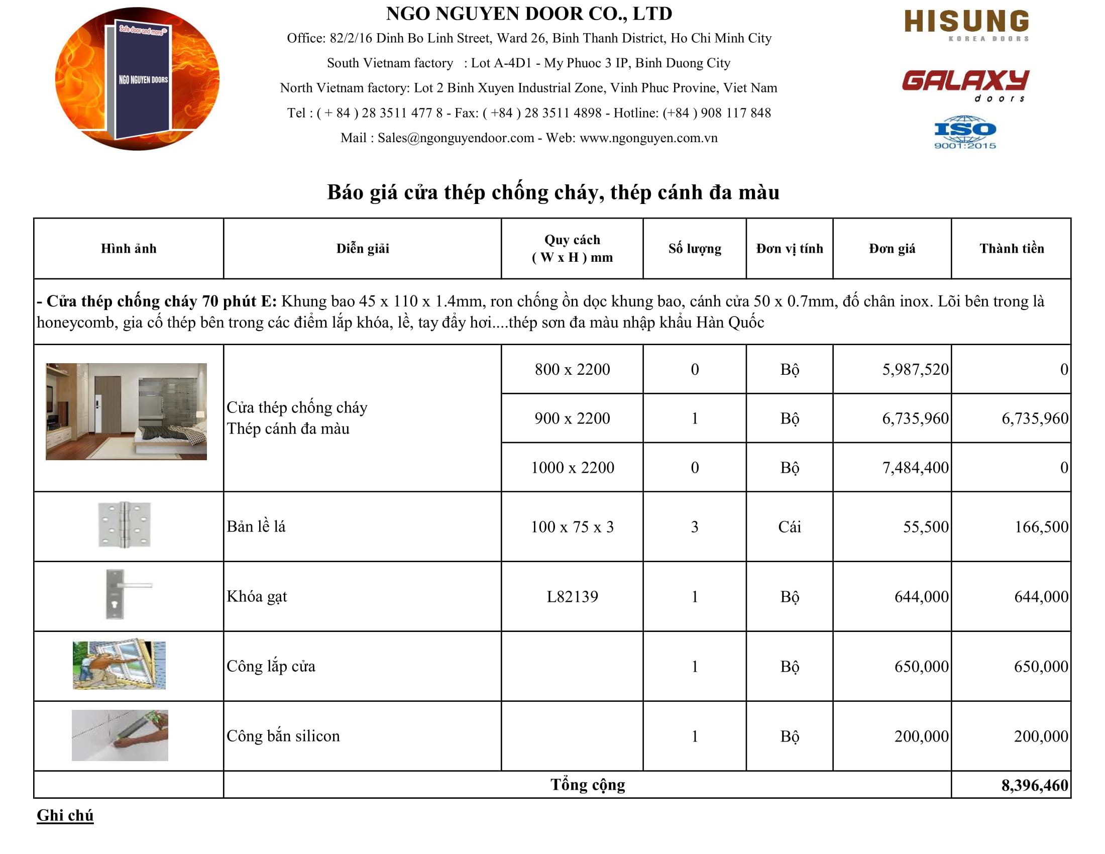 Báo giá cửa thép đa màu Hisung HS-STEEL 263 - CỬA CHỐNG CHÁY NGÔ ...